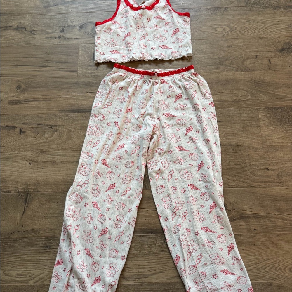 Red and White Pajama Set